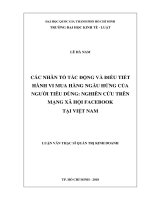 Các nhân tố tác động và điều tiết hành vi mua hàng ngẫu hứng của người tiêu dùng nghiên cứu trên mạng xã hội facebook tại việt nam 