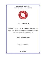 Luận văn Thạc sĩ Quản trị kinh doanh: Nghiên cứu các yếu tố ảnh hưởng đến sự hài lòng của khách hàng tại Hà Nội khi mua sắm trên mạng thương mại điện tử