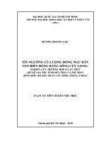 Tín ngưỡng của cộng đồng ngư dân ven biển đồng bằng sông cửu long  nghiên cứu trường hợp xã an thủy (huyện ba tri, tỉnh bến tre) và thị trấn sông đốc (huyện trần văn thời, tỉnh cà mau) 