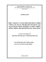 Thực trạng và giải pháp hoàn thiện công tác quản trị rủi ro tín dụng tại ngân hàng nông nghiệp và phát triển nông thôn chi nhánh huyện thạch hà  