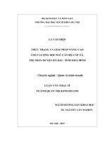 Thực trạng và giải pháp nâng cao chất lượng đội ngũ cán bộ cấp xã, thị trấn huyện đà bắc, tỉnh hòa bình 