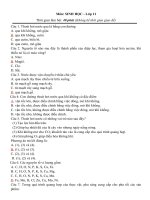 Đề kiểm tra 1 tiết có đáp án môn sinh học lớp 11 | Lớp 11, Sinh học - Ôn Luyện