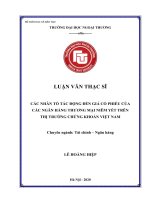 Luận văn Thạc sĩ Tài chính ngân hàng: Phân tích các nhân tố ảnh hưởng đến giá cổ phiếu của các Ngân hàng Thương mại cổ phần niêm yết trên thị trường chứng khoán Việt Nam