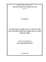 Giải pháp hoàn thiện quản lý thuế giá trị gia tăng đối với doanh nghiệp tại cục thuế tỉnh hòa bình 