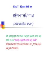 BỆNH THẤP TIM ppt _ BỆNH HỌC