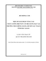 Một số giải pháp nâng cao chất lượng đội ngũ cán bộ giảng dạy tại trường thcs hồng giang, huyện lục ngạn, tỉnh bắc giang 