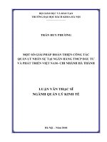 Một số giải pháp hoàn thiện công tác quản lý nhân sự tại ngân hàng tmcp đầu tư và phát triển việt nam   chi nhánh hà thành 