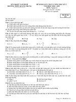 Đề thi học kì 2 môn vật lí lớp 11 năm 2018 trường thpt quang trung mã 123 | Vật Lý, Lớp 11 - Ôn Luyện
