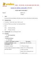 Tải Giáo án Tiếng Anh lớp 2 Tuần 8 sách ABC English 2 - Giáo án môn tiếng Anh lớp 2 theo tuần