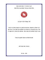Luận văn Thạc sĩ Quản trị kinh doanh: Chất lượng dịch vụ khách hàng trong lĩnh vực quảng cáo truyền hình tại Trung tâm Quảng cáo và Dịch vụ Truyền hình - Đài Truyền hình Việt Nam