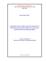 Giải pháp tăng cường thu hút vốn đầu tư ngoài ngân sách nhà nước vào sản xuất, kinh doanh tại tỉnh hòa bình 