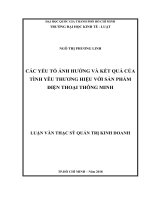 Các yếu tố ảnh hưởng và kết quả của tình yêu thương hiệu với sản phẩm điện thoại thông minh 