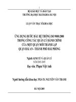 Ứng dụng bước dầu hệ thống iso 90002000 trong công tác quản lý hành chính của một quận mới thành lập quận hải an   thành phố hải phòng 