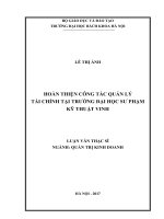 Hoàn thiện công tác quản lý tài chính tại trường đại học sư phạm kỹ thuật vinh 