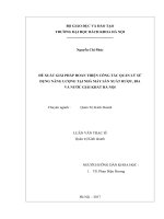 Đề xuất giải pháp hoàn thiện công tác quản lý sử dụng năng lượng tại nhà máy sản xuất rượu, bia và nước giải khát hà nội 