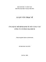Luận văn Thạc sĩ Quản trị kinh doanh: Ứng dụng mô hình kinh tế nền tảng vào Công ty Cổ phần Hachium