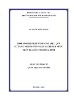 Một số giải pháp nâng cao hiệu quả sử dụng nguồn vốn ngân sách nhà nước trên địa bàn tỉnh hòa bình  