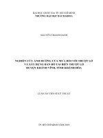 Nghiên cứu ảnh hưởng của mưa đối với trượt lở và xây dựng bản đồ tai biến trượt lở huyện khánh vĩnh, tỉnh khánh hòa 