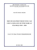 Một số giải pháp nhằm nâng cao chất lượng dân số tỉnh nghệ an giai đoạn 2014   2020 