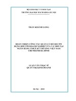 Hoàn thiện công tác quản lý rủi ro tín dụng đối với doanh nghiệp vừa và nhỏ tại ngân hàng tmcp kỹ thương việt nam chi nhánh ba đình 