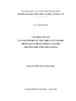 Văn hóa ứng xử của người phụ nữ việt miền tây nam bộ trong quan hệ gia đình và xã hội (trường hợp tỉnh tiền giang)  