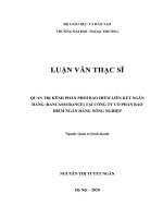 Luận văn Thạc sĩ Quản trị kinh doanh: Quản trị kênh phân phối bảo hiểm liên kết ngân hàng (Bancassurance) tại Công ty cổ phần bảo hiểm Ngân hàng Nông nghiệp