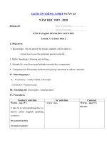 Tải Giáo án tiếng Anh lớp 8 Tuần 23 sách mới - Giáo án điện tử môn tiếng Anh 8 theo tuần