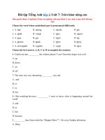 Tải Bài tập Tiếng Anh lớp 6 Unit 7: Television nâng cao - Ôn tập tiếng Anh lớp 6 Chương trình mới Unit 7: Television