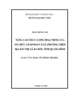 Nâng cao chất lượng hoạt động của tổ chức cơ sở đoàn ở xã (phường) trên địa bàn thị xã ba đồn, tỉnh quảng bình  