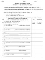 Bài tập ôn tập tại nhà Khối 10 môn Anh Văn từ ngày 24-02 đến ngày 29-02