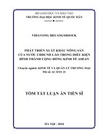 Phát triển xuất khẩu nông sản của nước CHDCND Lào trong điều kiện hình thành cộng đồng kinh tế ASEAN