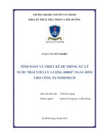 Tính toán và thiết kế hệ thống xử lý nước thải với lưu lượng 1000m3ngày đêm cho công ty FOODTECH  