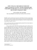 Chức năng của viện kiểm sát nhân dân trong giải quyết tố giác, tin báo tội phạm, kiến nghị khởi tố theo bộ luật tố tụng hình sự 2015 và một số kiến nghị hoàn thiện
