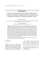Teachers’ Evaluation of Primary English Textbooks for Vietnamese Schools Developed under the National Foreign Language 2020 Project: A Preliminary Internal Survey