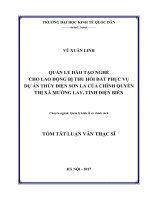 Quản lý đào tạo nghề cho lao động bị thu hồi đất phục vụ dự án thủy điện Sơn La của chính quyền thị xã Mường Lay, tỉnh Điện Biên
