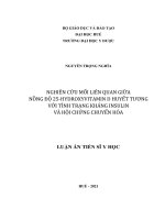 (Luận án tiến sĩ) nghiên cứu mối liên quan giữa nồng độ 25 hydroxyvitamin d huyết tương với tình trạng kháng insulin và hội chứng chuyển hóa 