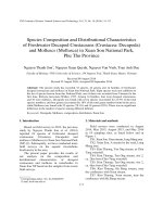 Species Composition and Distributional Characteristics  of Freshwater Decapod Crustaceans (Crustacea: Decapoda)  and Molluscs (Mollusca) in Xuan Son National Park,  Phu Tho Province