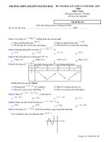 Đề thi HK1 Toán 12 năm 2019 – 2020 trường THPT chuyên Nguyễn Huệ – Hà Nội | Toán học, Lớp 12 - Ôn Luyện