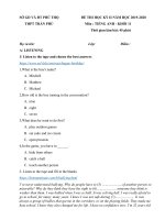 Đề thi học kì 2 môn tiếng anh lớp 11 năm 2019 trường thpt trần phú | Tiếng Anh, Lớp 11 - Ôn Luyện