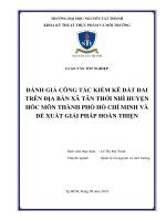 Đánh giá công tác kiểm kê đất đai trên địa bàn xã tân thới nhì huyện hóc môn thành phố hồ chí minh và đề xuất giải pháp hoàn thiện 