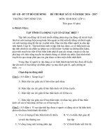 Đề thi học kì 2 môn sinh học lớp 11 năm 2016 trường thpt bình tân | Lớp 11, Sinh học - Ôn Luyện