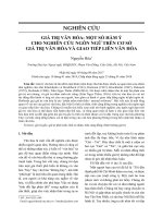 Giá trị văn hóa - một số hàm ý cho nghiên cứu ngôn ngữ trên cơ sở giá trị văn hóa và giao tiếp liên văn hóa