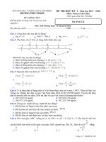 Đề thi HK1 Toán 12 cơ bản năm học 2017 – 2018 trường THPT Yersin – Lâm Đồng | Toán học, Lớp 12 - Ôn Luyện
