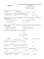 Đề thi minh họa kỳ thi thpt quốc gia có đáp án môn toán năm 2017 mã 17 | Toán học, Đề thi đại học - Ôn Luyện