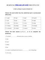 Tải Đề kiểm tra tiếng Anh 8 Unit 6 Folk Tales - Tiếng Anh lớp 8 Unit 6 Folk Tales| Bài tập Unit 6 SGK tiếng Anh 8 có đáp án