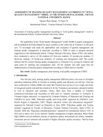 Assessment of training quality management according to “total quality management” model at the International School, Vietnam National University, Hanoi