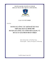 Đánh giá công tác kiểm kê đất đai trên địa bàn xã bình nhì huyện gò công tây tỉnh tiền giang và đề xuất giải pháp hoàn thiện 