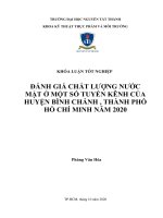 Đánh giá chất lượng nước mặt ở một số tuyến kênh của huyện bình chánh , thành phố hồ chí minh năm 2020 