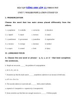 Tải Bài tập tiếng Anh lớp 11 Unit 7 World population có đáp án - Tiếng Anh 11 Unit 7 World Population| Bài tập Unit 7 lớp 11 có đáp án