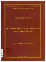 Quyền bình đẳng của các nhà đầu tư theo luật đầu tư 2005   